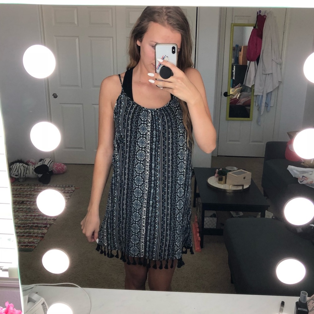 🚨 EVERYTHING BOGO🚨Blue Tassel Boho Dress